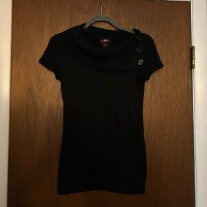 Ultra Flirt Black Button-Detail Women's Top